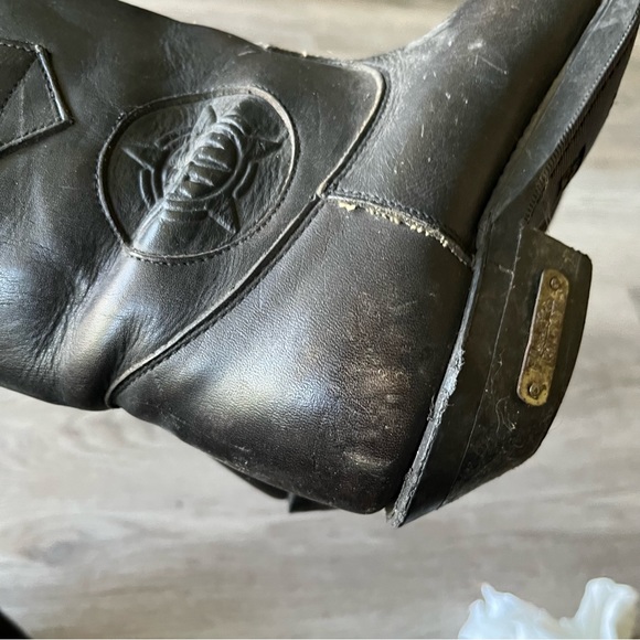 Harley-Davidson Women’s Black 80’s Pointed Toe Ankle Cowboy Boot Block Heel Sz 7 - Picture 8 of 12